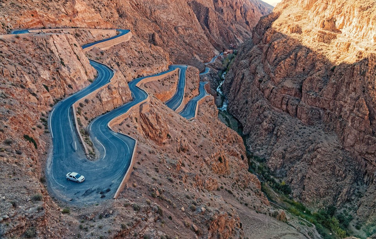 Hairpin bends of the Tissadrine road in the Dades gorge