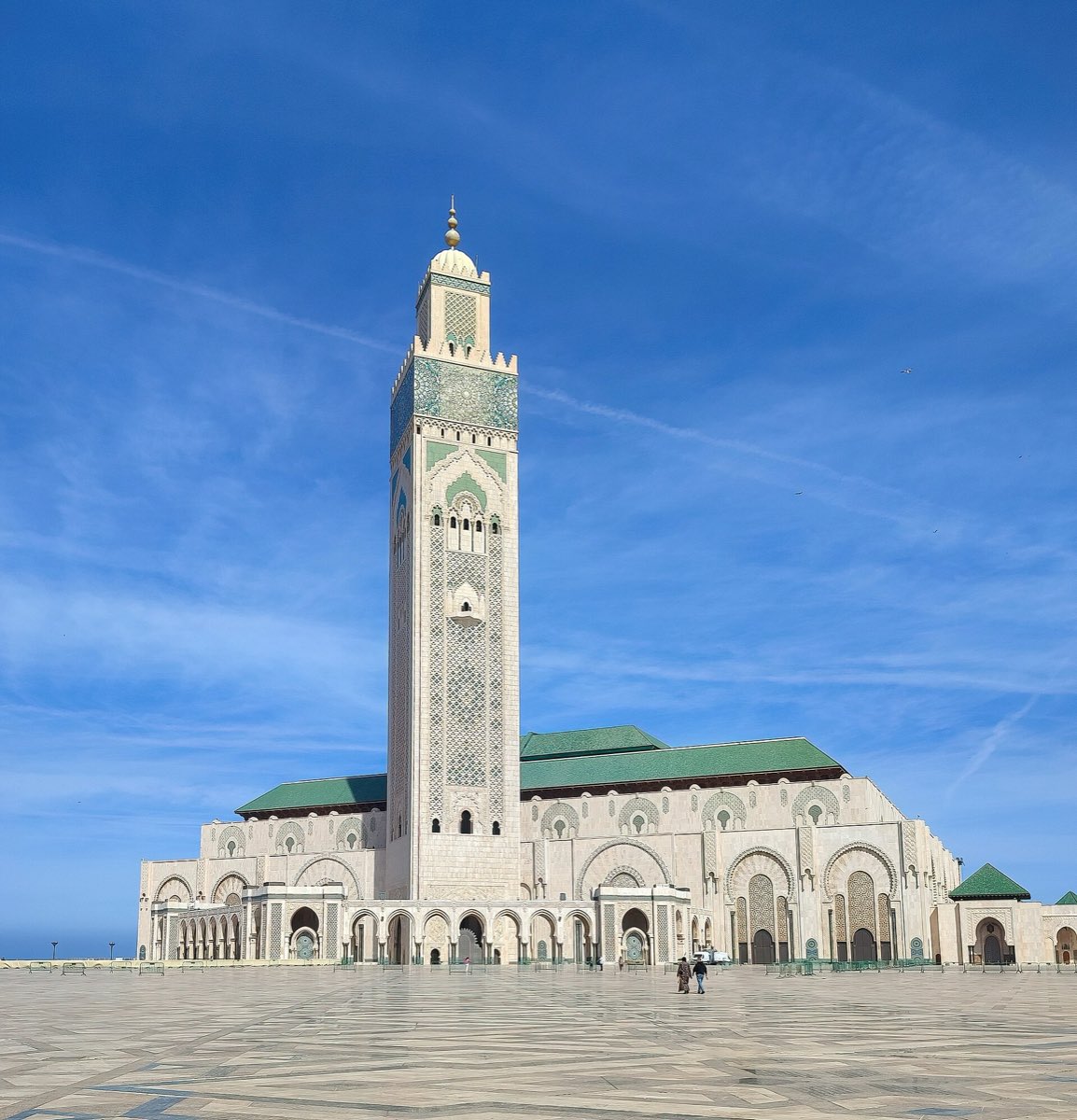 Hassan II Mosque with its tall minaret by the ocean