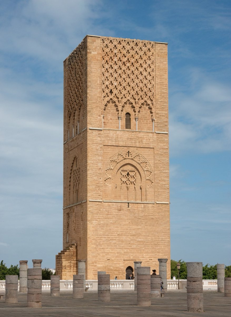 The unfinished Hassan Tower with rows of column stumps