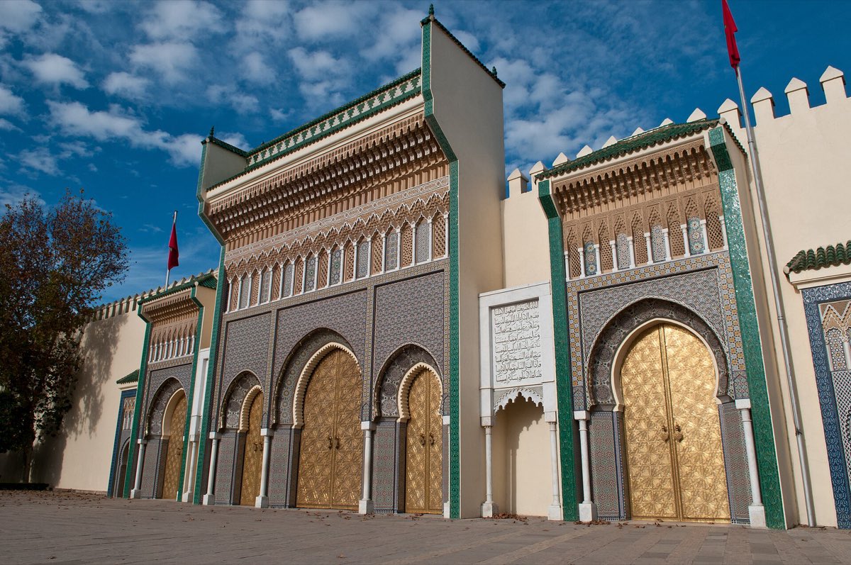 Golden brass doors of the Royal Palace in Fes